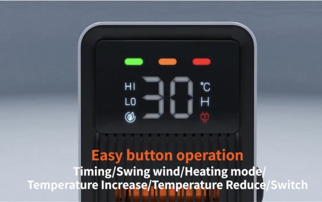 Electric Smart Ceramic Space Heater, E-Modest Limited. ,Electric Smart Ceramic Space Heater Oscillating Smart Ceramic Space Heater with Remote Control, Desktop PTC Tower Heater with LCD Temperature Display, 2-Speed Personal Quiet Table Fan Heater for Office & Home (Item HT-H3)
