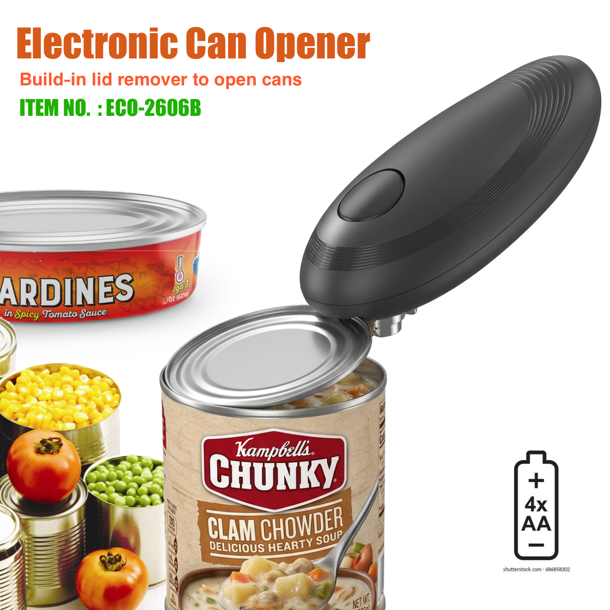 Automatic Electric Can Opener, E-Modest Limited. ,Electric Can Opener One-Touch Hands-Free Rechargeable Electric Can Opener