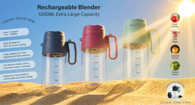Wireless Portable Blender Large-capacity 1200ml Ice Crushing Juicer, E-Modest Limited. ,Wireless Portable Blender Large-capacity 1200ml Ice Crushing Juicer