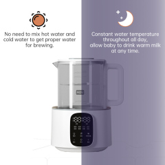 AOV Custom Household Portable Baby Milk Bottle Warmer Electric Multi-function Fast Boil Kettle 1.2L Glass+Stainless Steel PP EU