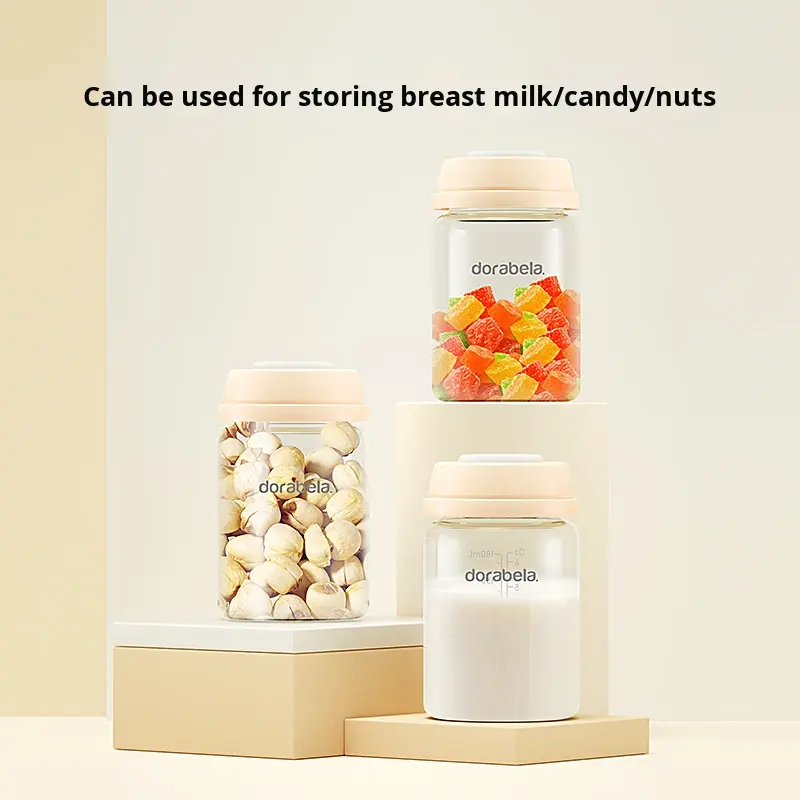 Dorabela Silicon Breast Milk Storage Bottle with Variable Flow PVC Free Wide Mouth Handle for 1-2 Years