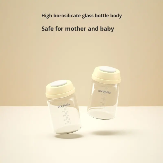 Dorabela Silicon Breast Milk Storage Bottle with Variable Flow PVC Free Wide Mouth Handle for 1-2 Years