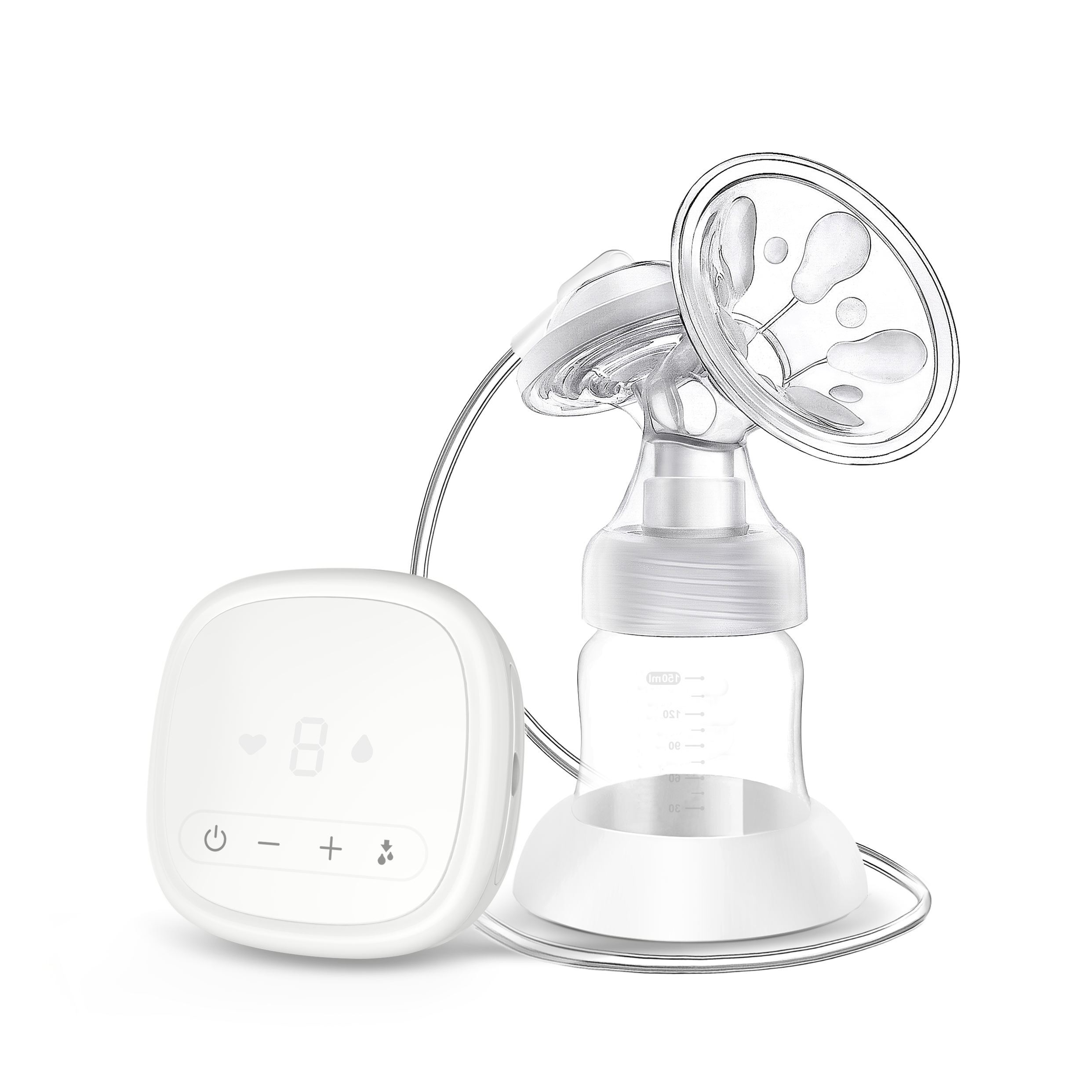AOV Custom Double Electric Hands Free Portable Breast Pump, CE Certified, PP Silicone BPA Free, 150ml, Variable Suction Modes