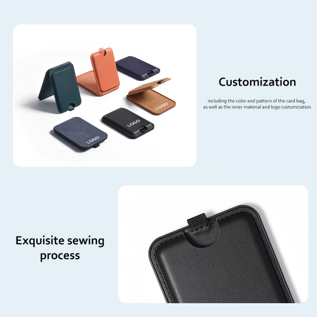 PU Leather Phone Stand with foldable Magnetic Card Holder Manufacturer