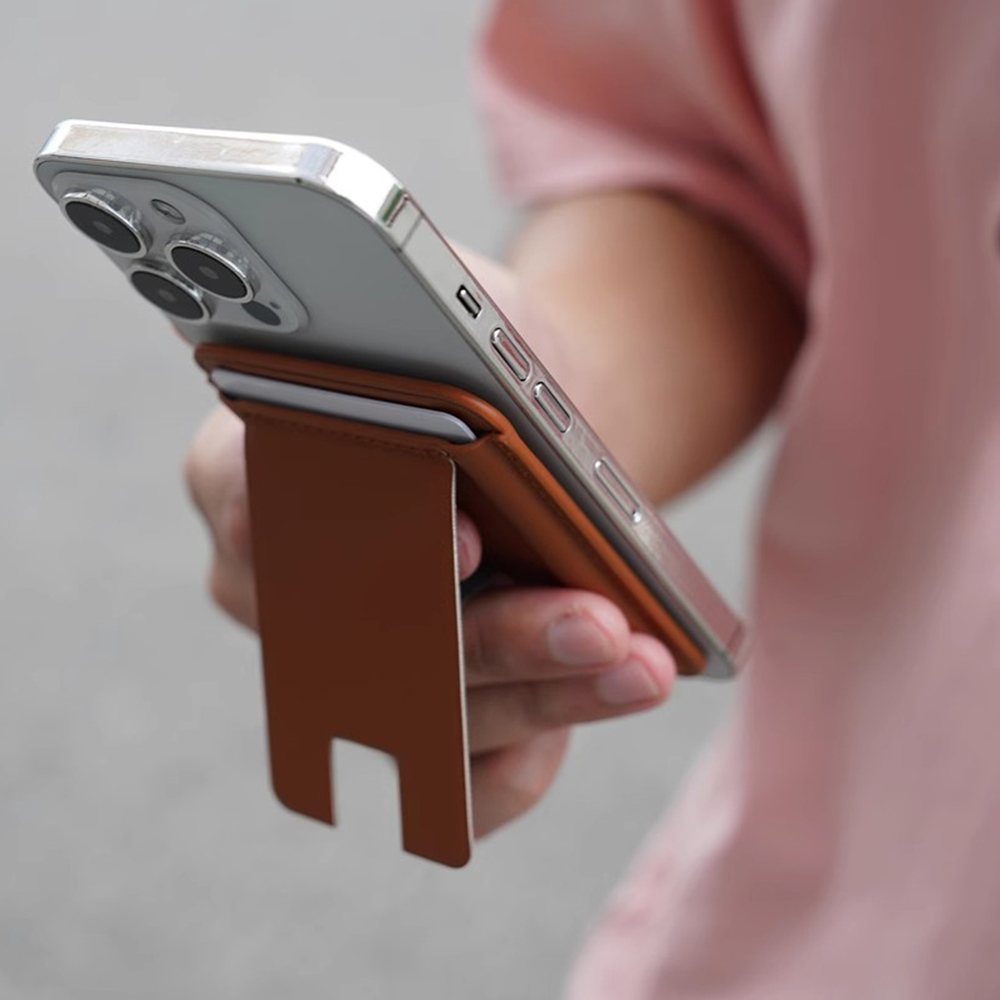 PU Leather Phone Stand with Magnetic Card Holder Manufacturer