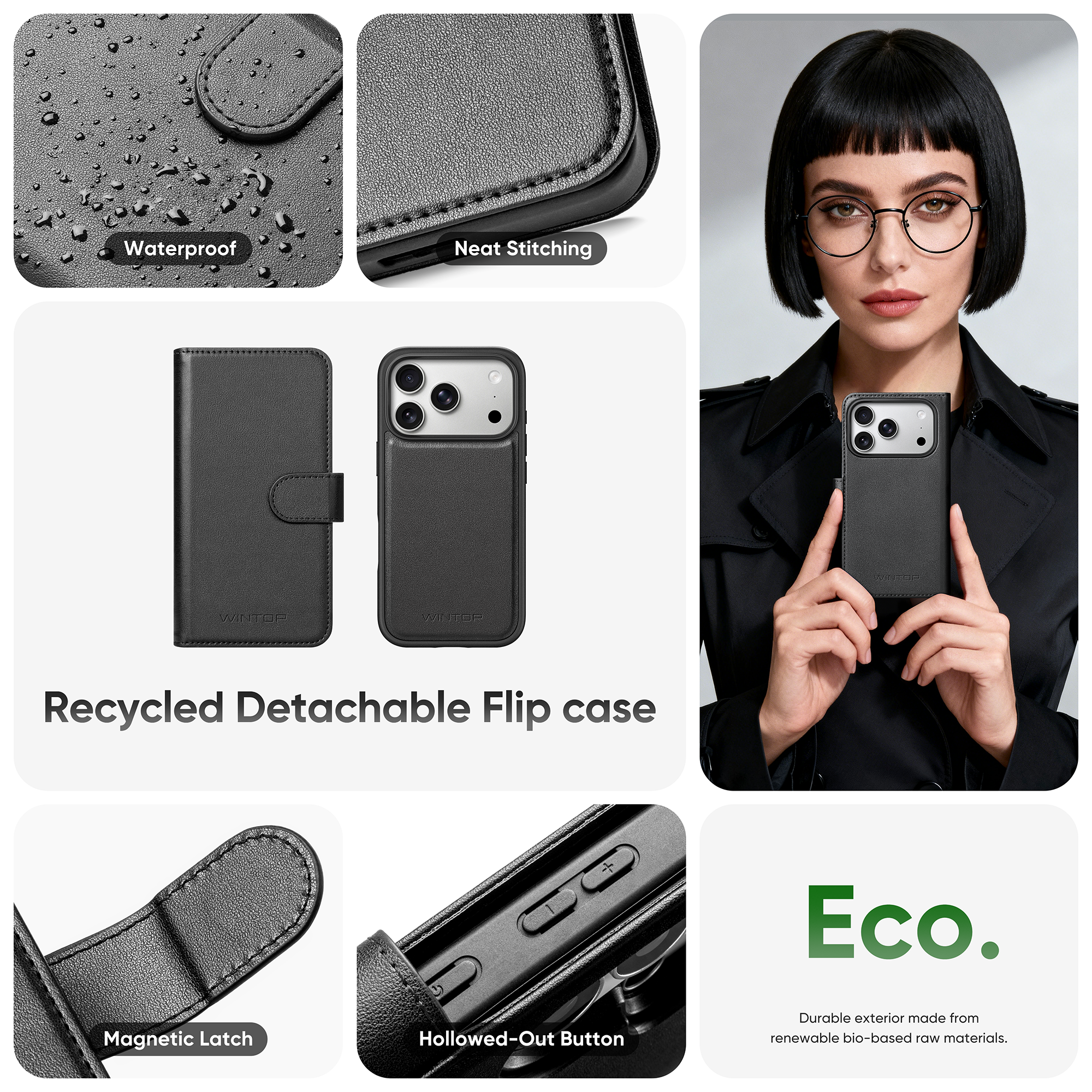 For iPhone 18 Series Recycled Detachable Flip Case