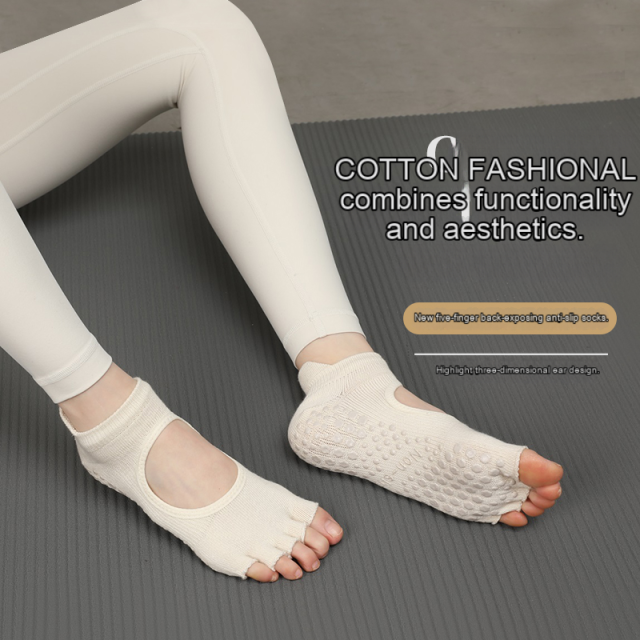 Non-Slip Yoga & Pilate Grip Socks Cotton Toe Socks with Logo,MY SHOP,OEM Wholesale Custom Design Logo Non-Slip Yoga & Pilate Grip Socks Cotton Toe Socks with Logo