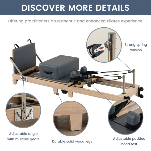 Usa Warehouse Local Stock Classical Design Adjustable Wholesale Sliding Oak Foldable Pilates Reformer Bed