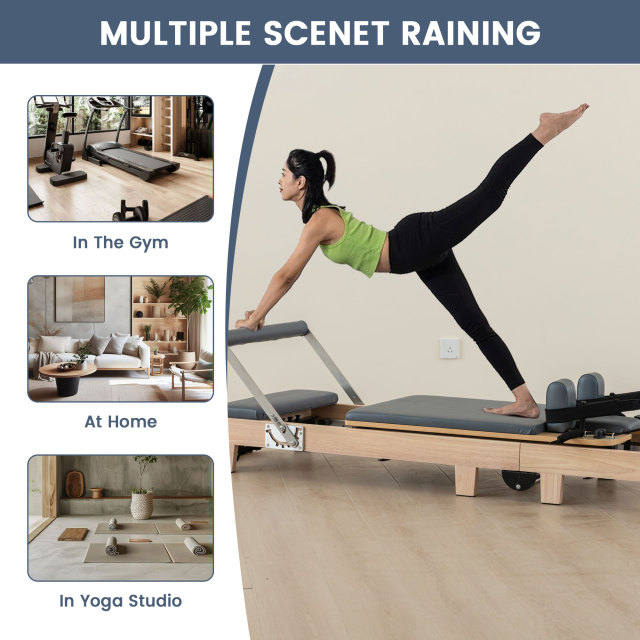 Usa Warehouse Local Stock Classical Design Adjustable Wholesale Sliding Oak Foldable Pilates Reformer Bed