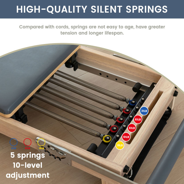 Usa Warehouse Local Stock Classical Design Adjustable Wholesale Sliding Oak Foldable Pilates Reformer Bed