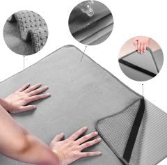 Microfiber Hot Yoga Towel Mat with Non-Slip Silicone Grip,MY SHOP,POLYTE Microfiber Hot Yoga Towel Mat with Non-Slip Silicone Grip and Secure Fit Elastic Straps, 24 x 72 in (Gray)