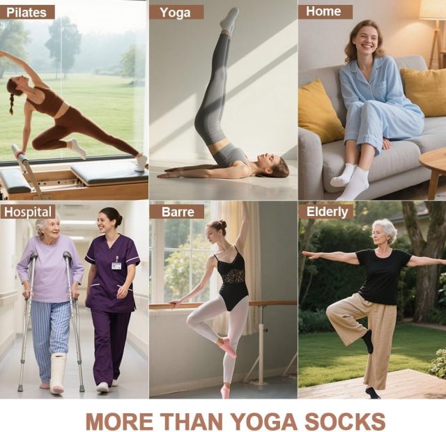 5 Pairs Pilates Socks with Grips for Women Non Slip Yoga Crew Socks,MY SHOP,5 Pairs Pilates Socks with Grips for Women Non Slip Grip Yoga Crew Socks for Barre Hospital Barefoot Workout