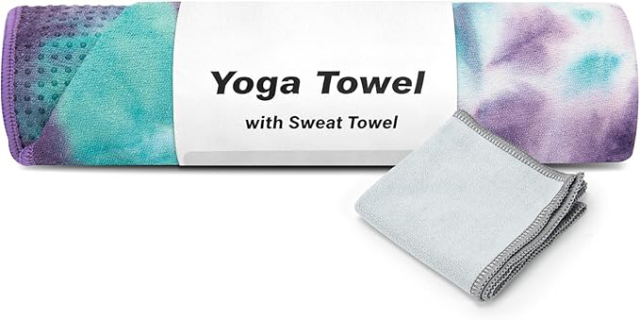 Non-Slip Extra Thick Hot Yoga Towel Microfiber Sweat Yoga Mat Towel with Grip Dot,MY SHOP,YESLIFE Non-Slip Extra Thick Hot Yoga Towel with One Sweat Towel, Microfiber Sweat Absorbent Yoga Mat Towel with Grip Dot, Pilates Mat, 72" x 24", Light Blue