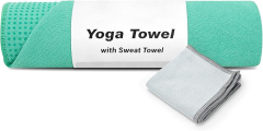 Non-Slip Extra Thick Hot Yoga Towel Microfiber Sweat Yoga Mat Towel with Grip Dot,MY SHOP,YESLIFE Non-Slip Extra Thick Hot Yoga Towel with One Sweat Towel, Microfiber Sweat Absorbent Yoga Mat Towel with Grip Dot, Pilates Mat, 72" x 24", Light Blue