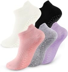 5 Pairs Pilates Socks with Grips for Women Non Slip Yoga Crew Socks,MY SHOP,5 Pairs Pilates Socks with Grips for Women Non Slip Grip Yoga Crew Socks for Barre Hospital Barefoot Workout