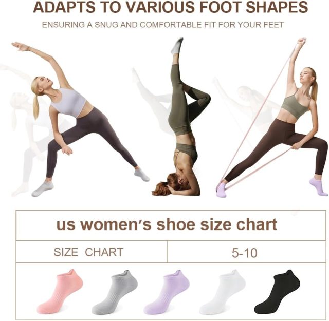 5 Pairs Pilates Socks with Grips for Women Non Slip Yoga Crew Socks,MY SHOP,5 Pairs Pilates Socks with Grips for Women Non Slip Grip Yoga Crew Socks for Barre Hospital Barefoot Workout