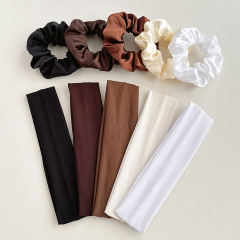 Running Sports Headband & Yoga Hair Accessory,MY SHOP,跨境纯色简约发带大肠发圈组合亚马逊高弹力跑步运动头带瑜伽发饰
