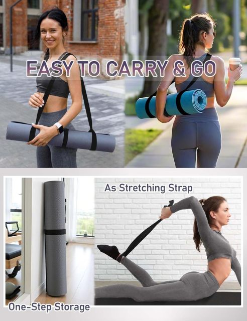 MRZZATA Yoga Mat Carrier Strap - Adjustable Thick and Wide Strap for Carrying Mat or Stretching, Black,MY SHOP,MRZZATA Yoga Mat Carrier Strap - Adjustable Thick and Wide Strap for Carrying Mat or Stretching, Black