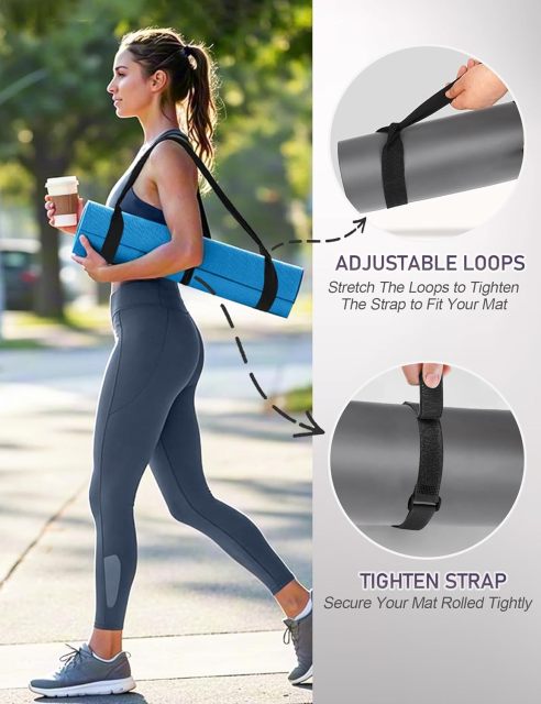 MRZZATA Yoga Mat Carrier Strap - Adjustable Thick and Wide Strap for Carrying Mat or Stretching, Black,MY SHOP,MRZZATA Yoga Mat Carrier Strap - Adjustable Thick and Wide Strap for Carrying Mat or Stretching, Black