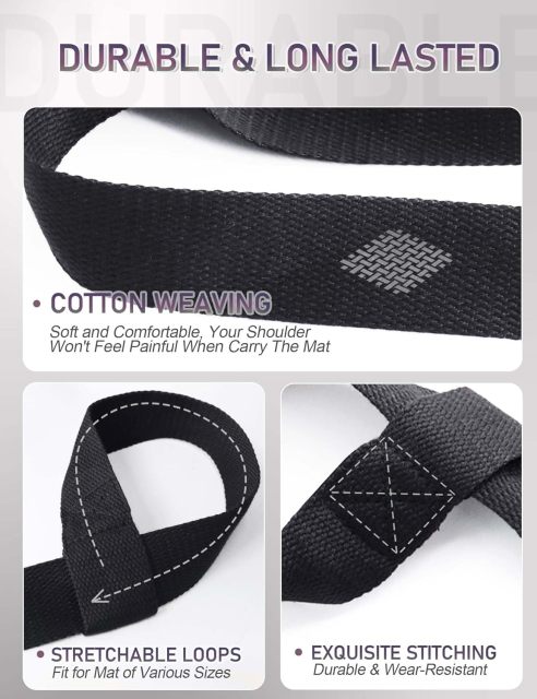 MRZZATA Yoga Mat Carrier Strap - Adjustable Thick and Wide Strap for Carrying Mat or Stretching, Black,MY SHOP,MRZZATA Yoga Mat Carrier Strap - Adjustable Thick and Wide Strap for Carrying Mat or Stretching, Black