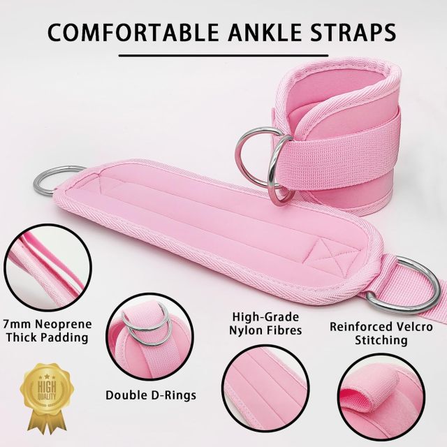 2 Pack Comfortable Adjustable Padded Ankle Wrist Cuffs with Neoprene Padding,MY SHOP,Fitness Ankle Straps for Cable Machines, 2 Pack Comfortable Adjustable Padded Ankle Wrist Cuffs, Kickback Glute Workouts for Men Women, D-Ring Leg Straps with Neoprene Padding