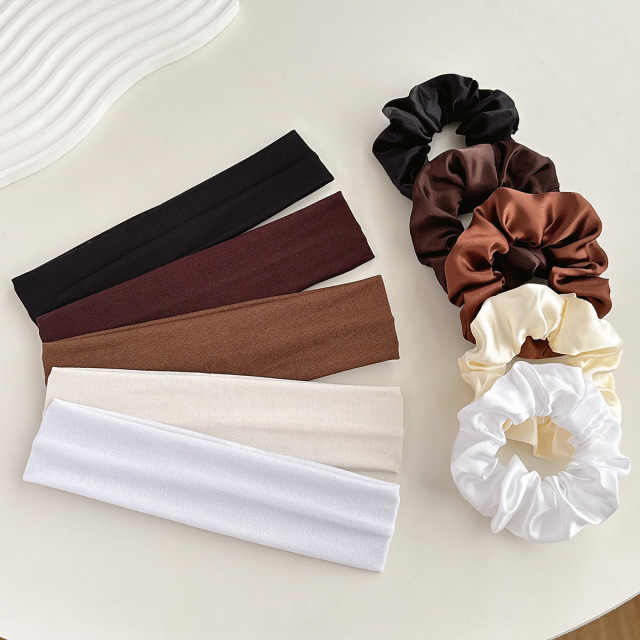 Running Sports Headband & Yoga Hair Accessory,MY SHOP,跨境纯色简约发带大肠发圈组合亚马逊高弹力跑步运动头带瑜伽发饰