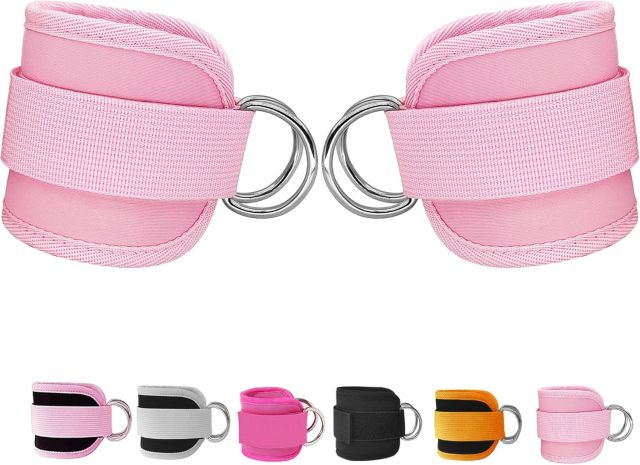 2 Pack Comfortable Adjustable Padded Ankle Wrist Cuffs with Neoprene Padding,MY SHOP,Fitness Ankle Straps for Cable Machines, 2 Pack Comfortable Adjustable Padded Ankle Wrist Cuffs, Kickback Glute Workouts for Men Women, D-Ring Leg Straps with Neoprene Padding
