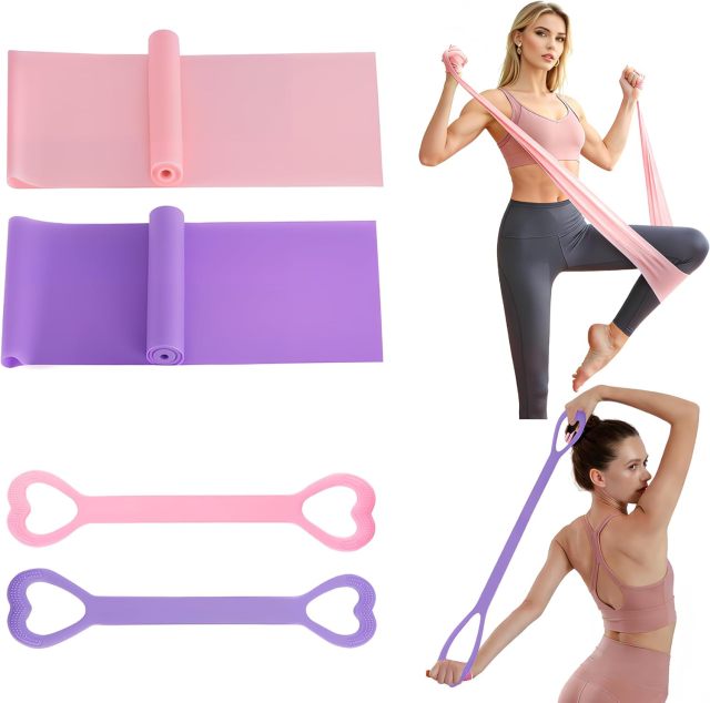 Yoga Resistance Bands Set, Stretch Exercise Bands for Home Fitness, Pilates & Body Shaping,MY SHOP,Resistance Bands, Figure 8 Resistance Band, 4 Pack - Latex-Free Exercise Bands for Home Gym, Strength Training & Physical Therapy | Yoga, Pilates, Glute Workouts | Portable Elastic Bands