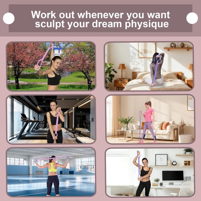 Yoga Resistance Bands Set, Stretch Exercise Bands for Home Fitness, Pilates & Body Shaping,MY SHOP,Resistance Bands, Figure 8 Resistance Band, 4 Pack - Latex-Free Exercise Bands for Home Gym, Strength Training & Physical Therapy | Yoga, Pilates, Glute Workouts | Portable Elastic Bands