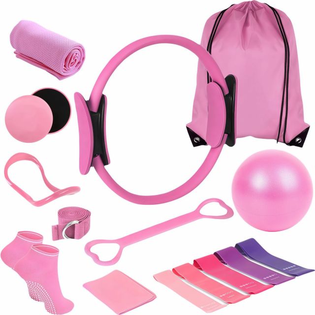 All-in-One Pink Pilates Workout Kit,MY SHOP,All-in-One Pink Pilates Workout Kit