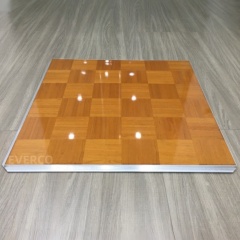 Glossy Teak Wood Parquet Screw-Lock Dance Floor