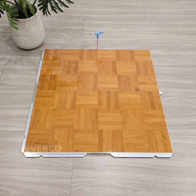 Cam-Lock Glossy Teak Wood Portable Dance Floor for Hotel Banquet Events