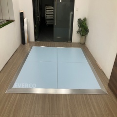 Cam-Lock Light Blue Waterproof Dance Floor – Soft pastel blue for outdoor weddings and garden parties.