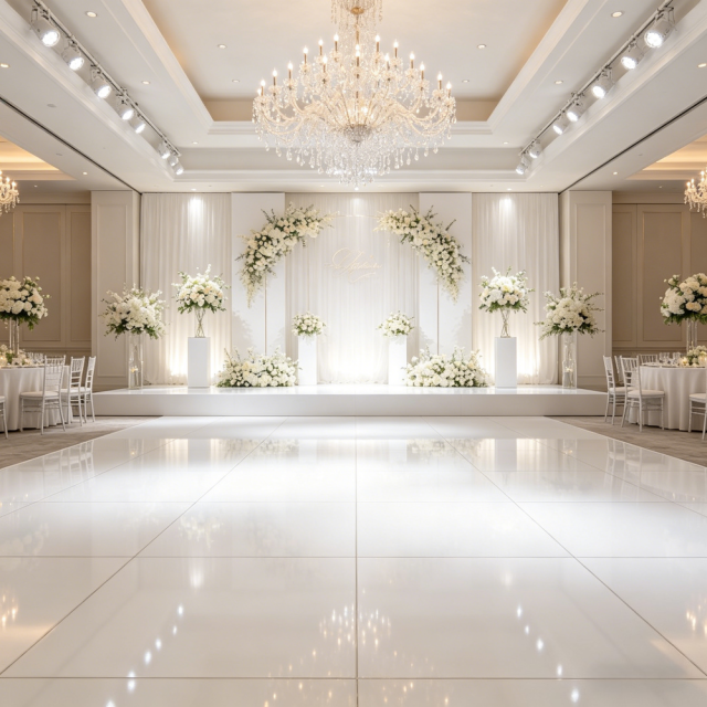 Reusable Fireproof Cam-Lock Gloss White Portable Dance Floor for Indoor Wedding Events