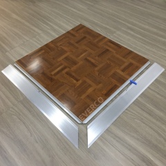 Reinforced edge of parquet wood portable dance floor for rental use