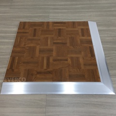 Reinforced edge of parquet wood portable dance floor for rental use