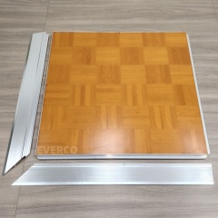 Matte Teak Wood Veneer Modular Dance Floor Panels for Weddings & Events,EVERCO-Screw-Lock/Cam-Lock/Waterproof Portable Dance Floor for Rental Company Outdoor Indoor Wedding Hotel Events,Matte Teak Wood Veneer Modular Dance Floor Weddings & Events