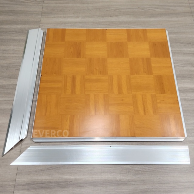 Matte Teak Wood Veneer Modular Dance Floor Panels for Weddings & Events,EVERCO-Screw-Lock/Cam-Lock/Waterproof Portable Dance Floor for Rental Company Outdoor Indoor Wedding Hotel Events,Matte Teak Wood Veneer Modular Dance Floor Weddings & Events