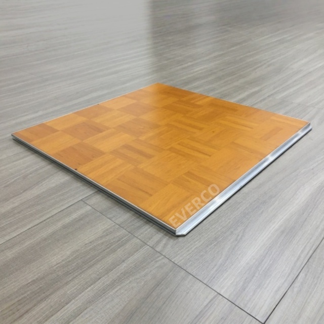 Matte Teak Wood Veneer Modular Dance Floor Panels for Weddings & Events,EVERCO-Screw-Lock/Cam-Lock/Waterproof Portable Dance Floor for Rental Company Outdoor Indoor Wedding Hotel Events,Matte Teak Wood Veneer Modular Dance Floor Weddings & Events