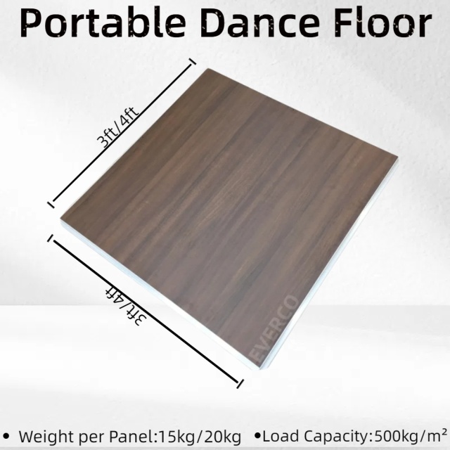 Dark Walnut Brown Veneer Screw Lock Portable Dance Floor Panel for Party Events,EVERCO-Screw-Lock/Cam-Lock/Waterproof Portable Dance Floor for Rental Company Outdoor Indoor Wedding Hotel Events,Dark Walnut Brown Veneer Portable Dance Floor Party Events