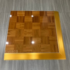 Glossy Teak Wood Veneer Dance Floor Panels for Weddings & Events,EVERCO-Screw-Lock/Cam-Lock/Waterproof Portable Dance Floor for Rental Company Outdoor Indoor Wedding Hotel Events,Glossy Teak Veneer Dance Floor Panels for Weddings & Events