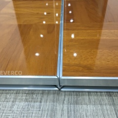Glossy Teak Wood Veneer Dance Floor Panels for Weddings & Events,EVERCO-Screw-Lock/Cam-Lock/Waterproof Portable Dance Floor for Rental Company Outdoor Indoor Wedding Hotel Events,Glossy Teak Veneer Dance Floor Panels for Weddings & Events