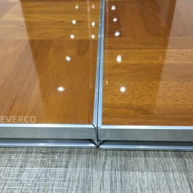 Glossy Teak Wood Veneer Dance Floor Panels for Weddings & Events,EVERCO-Screw-Lock/Cam-Lock/Waterproof Portable Dance Floor for Rental Company Outdoor Indoor Wedding Hotel Events,Glossy Teak Veneer Dance Floor Panels for Weddings & Events