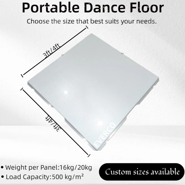 White Glitter Cam-Lock Portable Modular Dance Floor for Weddings Events,EVERCO-Screw-Lock/Cam-Lock/Waterproof Portable Dance Floor for Rental Company Outdoor Indoor Wedding Hotel Events,White Glitter Modular Cam-Lock Dance Floor for Events