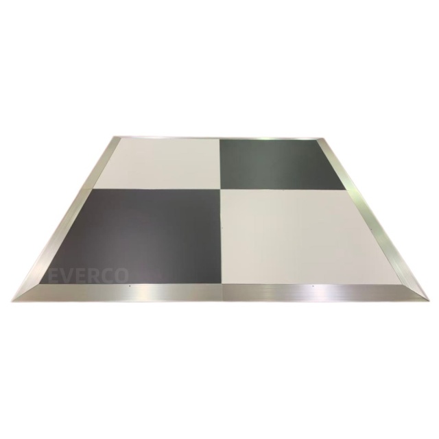 Black White Checkered Portable Dance Floor for Wedding Events,EVERCO-Screw-Lock/Cam-Lock/Waterproof Portable Dance Floor for Rental Company Outdoor Indoor Wedding Hotel Events,Black White Checkered Portable Dance Floor for Wedding Events