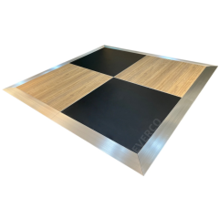 Natural Wood & Black Cam-Lock Portable Dance Floor,EVERCO-Screw-Lock/Cam-Lock/Waterproof Portable Dance Floor for Rental Company Outdoor Indoor Wedding Hotel Events,Natural Wood & Black Cam-Lock Portable Modular Dance Floor
