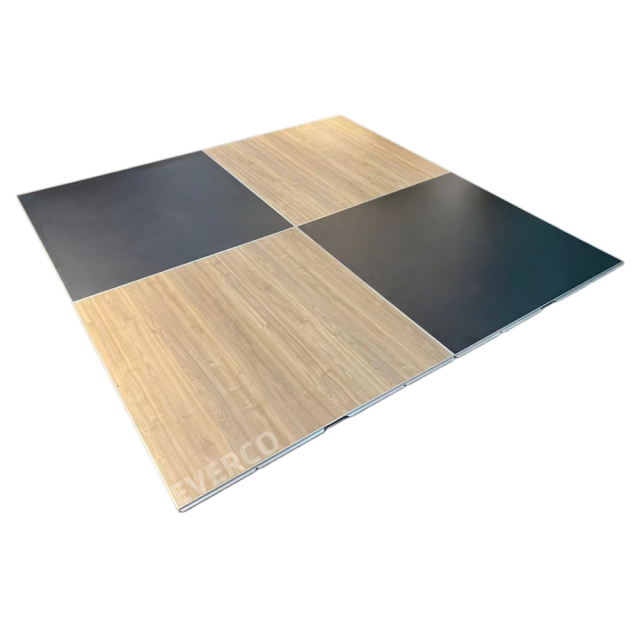 Natural Wood & Black Cam-Lock Portable Dance Floor,EVERCO-Screw-Lock/Cam-Lock/Waterproof Portable Dance Floor for Rental Company Outdoor Indoor Wedding Hotel Events,Natural Wood & Black Cam-Lock Portable Modular Dance Floor