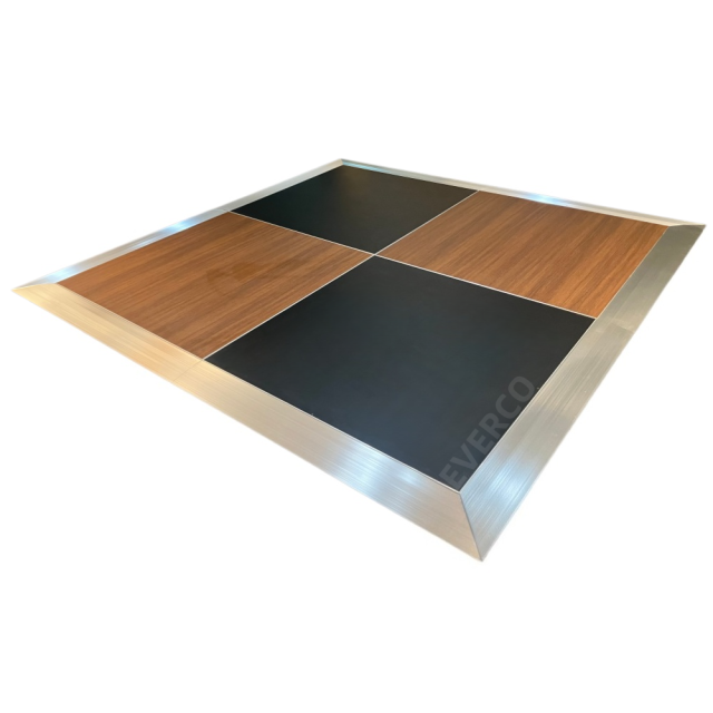 Walnut Wood Black Cam-Lock Portable Dance Floor,EVERCO-Screw-Lock/Cam-Lock/Waterproof Portable Dance Floor for Rental Company Outdoor Indoor Wedding Hotel Events,Walnut Wood Black Cam-Lock Portable Dance Floor for Events