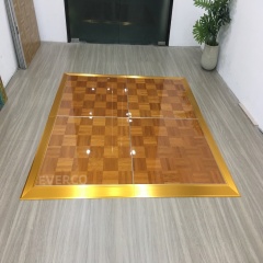 Glossy Teak Wood Veneer Dance Floor Panels for Weddings & Events,EVERCO-Screw-Lock/Cam-Lock/Waterproof Portable Dance Floor for Rental Company Outdoor Indoor Wedding Hotel Events,Glossy Teak Veneer Dance Floor Panels for Weddings & Events