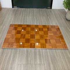 Glossy Teak Wood Veneer Dance Floor Panels for Weddings & Events,EVERCO-Screw-Lock/Cam-Lock/Waterproof Portable Dance Floor for Rental Company Outdoor Indoor Wedding Hotel Events,Glossy Teak Veneer Dance Floor Panels for Weddings & Events